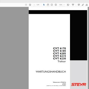 Steyr 6170 6185 6205 6215 6230 CVT Tractor Service Manual 47524316 1