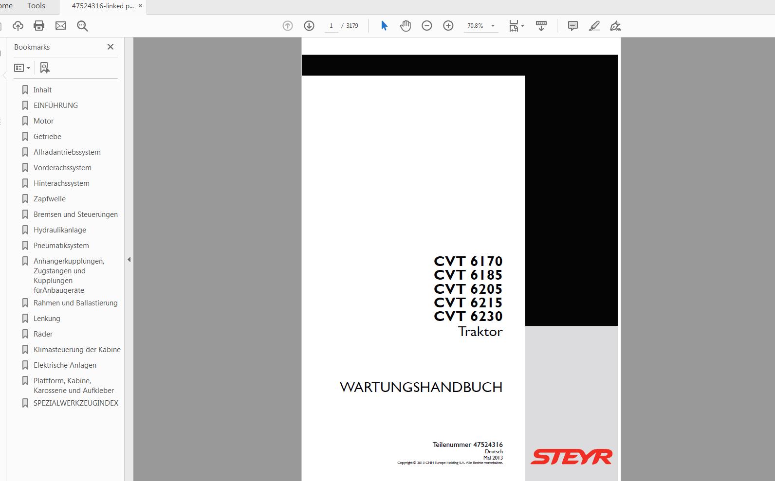 Steyr Tractor Agricultural Service Manual DVD10