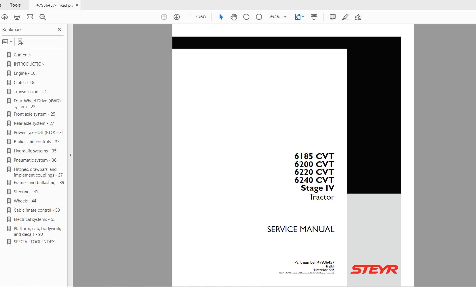 Steyr Tractor Agricultural Service Manual DVD6
