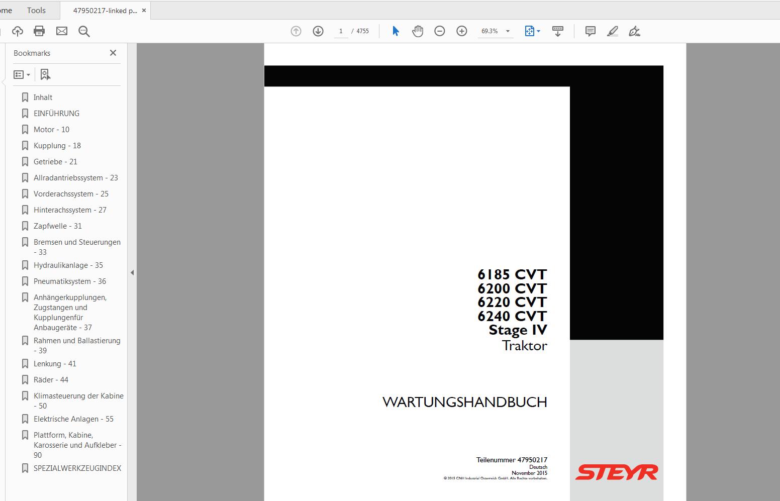 Steyr Tractor Agricultural Service Manual DVD7