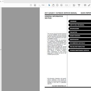 Subaru Legacy Outback 2017 Service Manual G2530BE1 1
