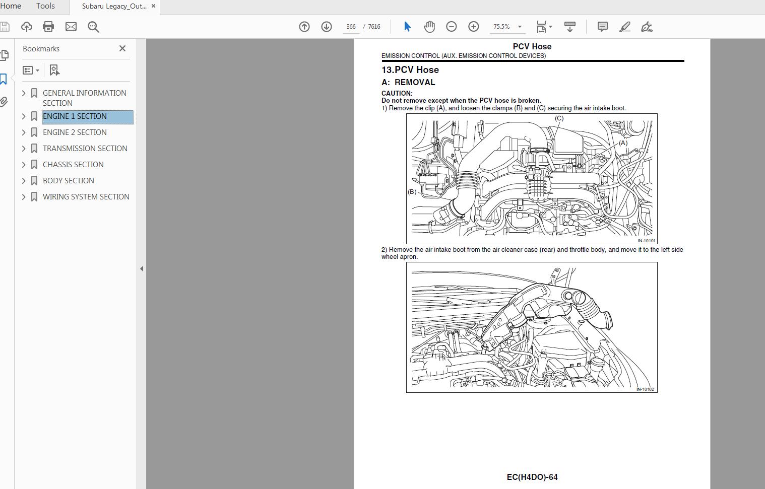 Subaru Legacy Outback 2017 Service Manual G2530BE1 2