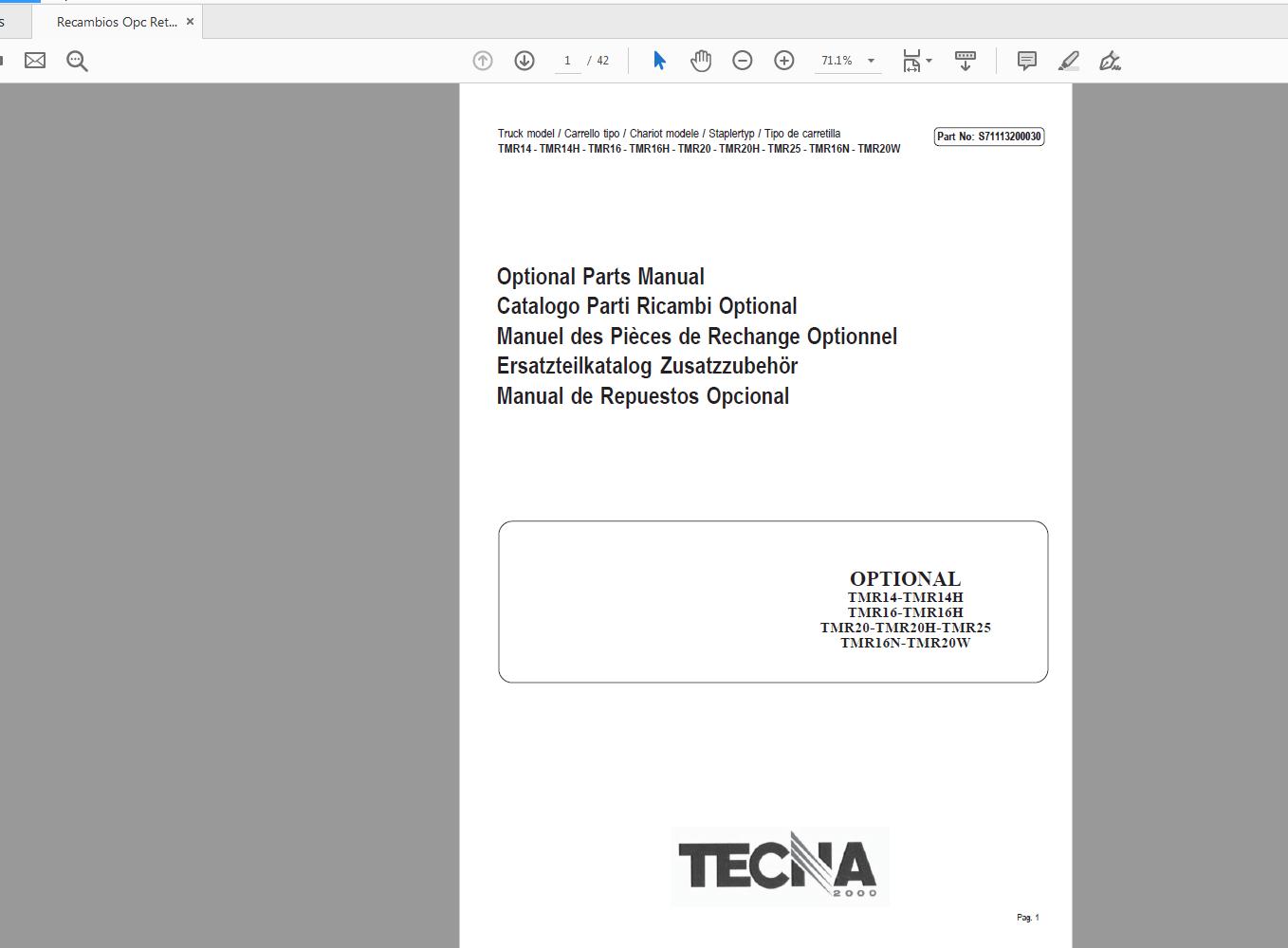 TECNA YALE Forklift Series TMR TCM TMO TMP TMS TMTC Parts Manual 2