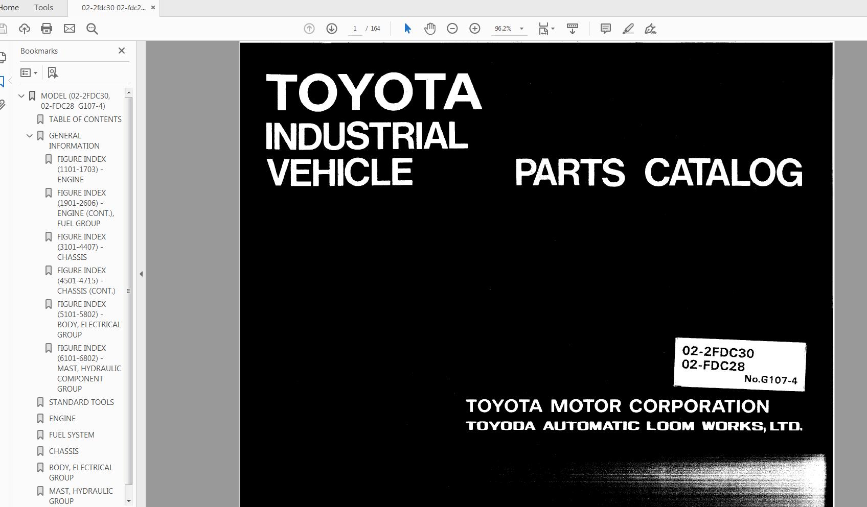 TOYOTA Forklift Series Wiring Diagram Parts Catalog CDs 2
