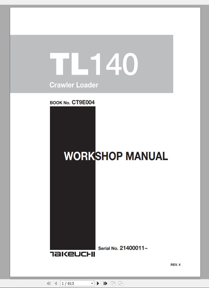 Takeuchi Multilanguage Service Manual New Updated 2019 DVD3