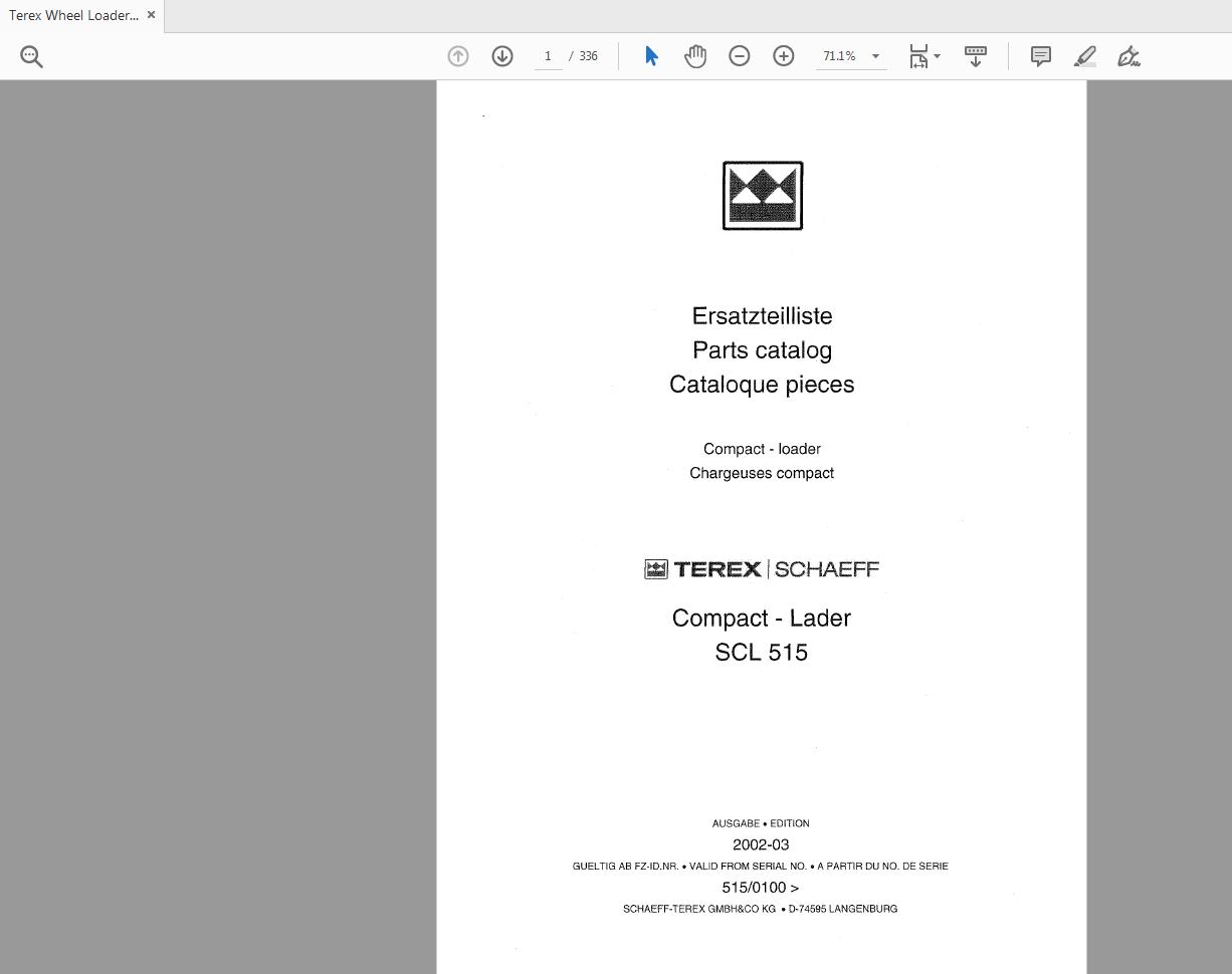 Terex Wheel Loader SCL515 EL 0100 Parts Catalog 1