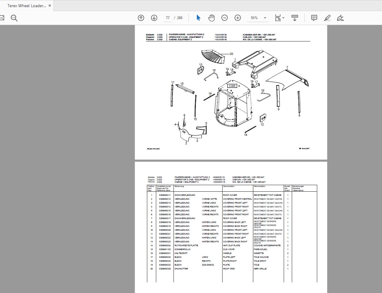 Terex Wheel Loader SKL260 0099 Radlader Parts Catalog 2 1