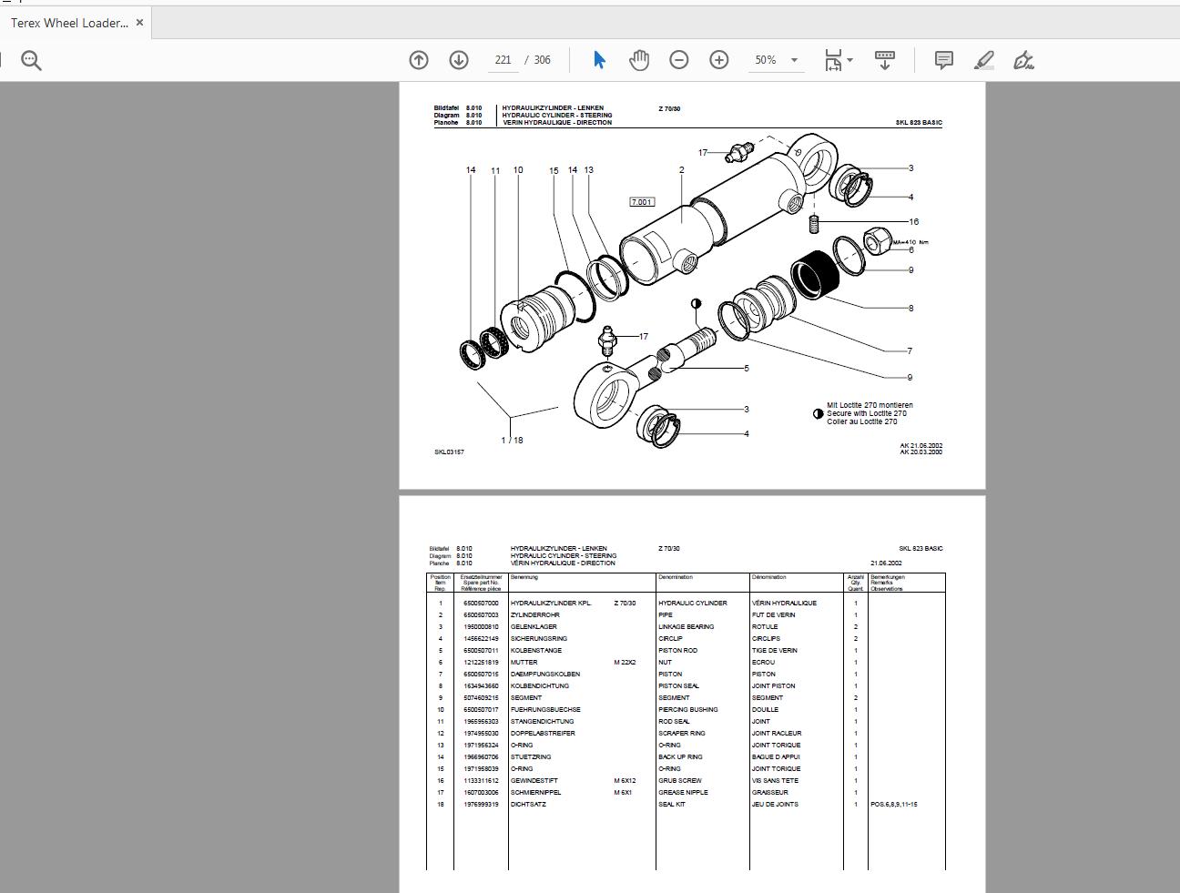 Terex Wheel Loader SKL823 0772 Basic Radlader Parts Catalog 4