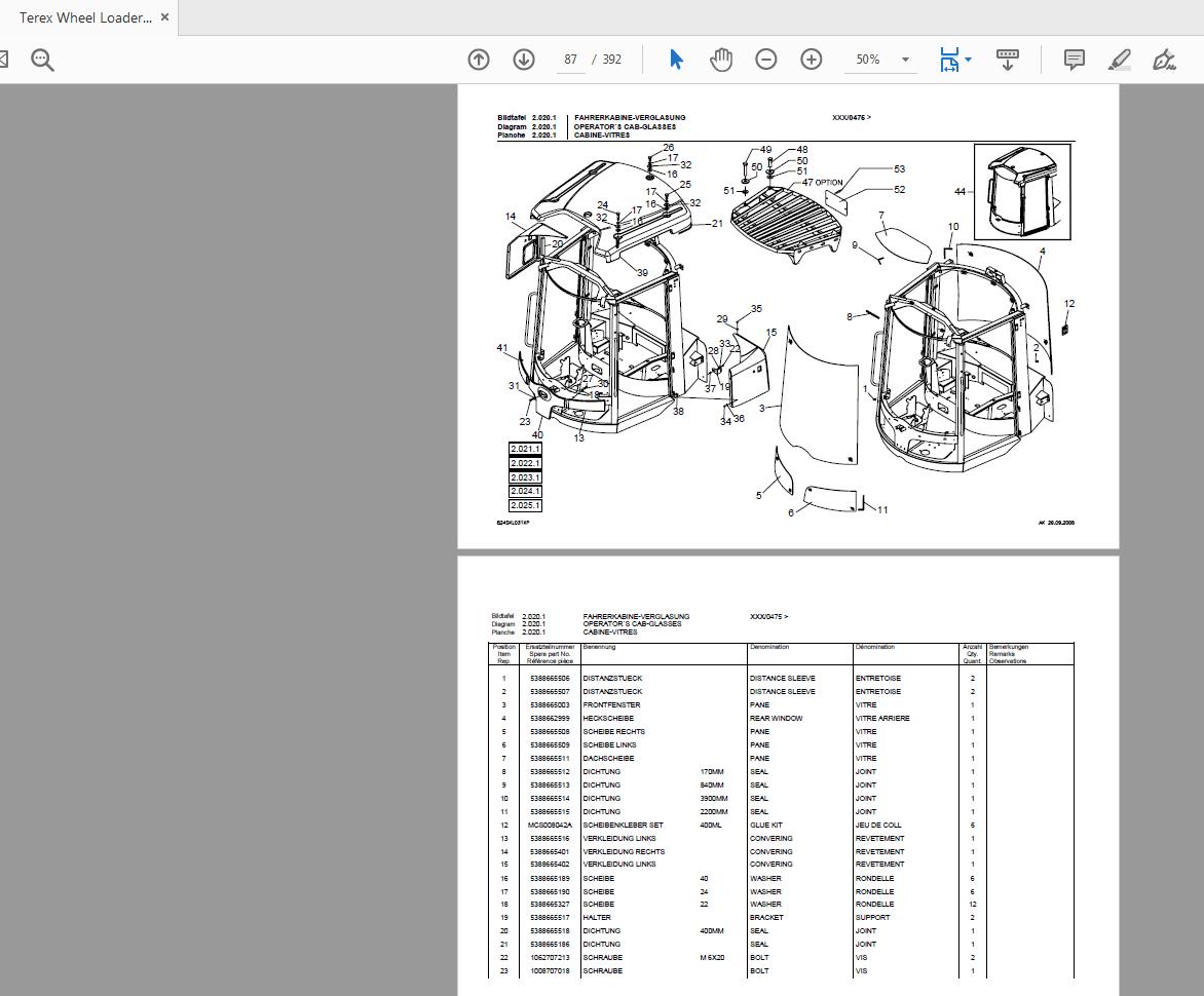Terex Wheel Loader SKL824 0099 Radlader Parts Catalog 2