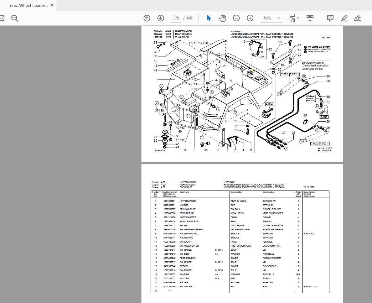 Terex Wheel Loader SKL833 0100 Radlader Parst Catalog 3