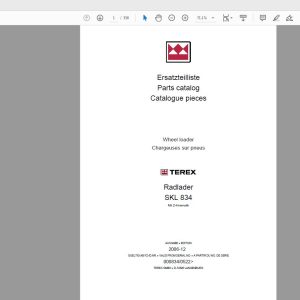 Terex Wheel Loader SKL834 Z KIN 0522 Radlader Parts Catalog 1
