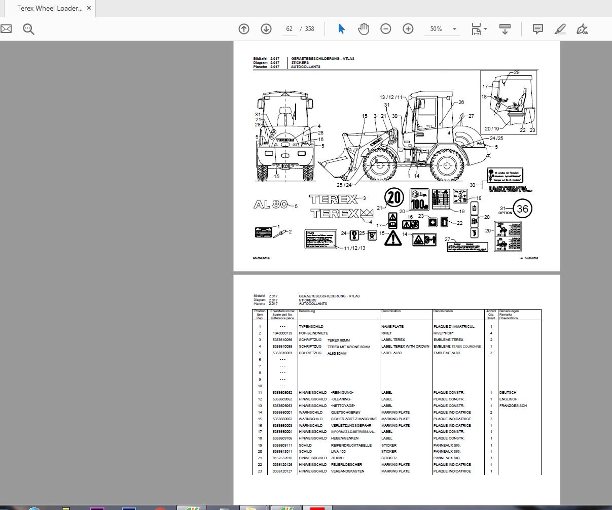 Terex Wheel Loader SKL834 Z KIN 0522 Radlader Parts Catalog 2