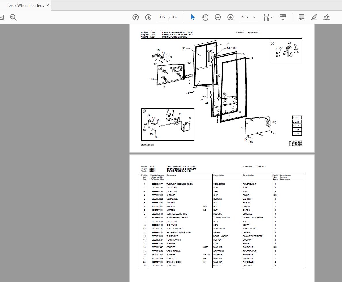 Terex Wheel Loader SKL834 Z KIN 0522 Radlader Parts Catalog 3