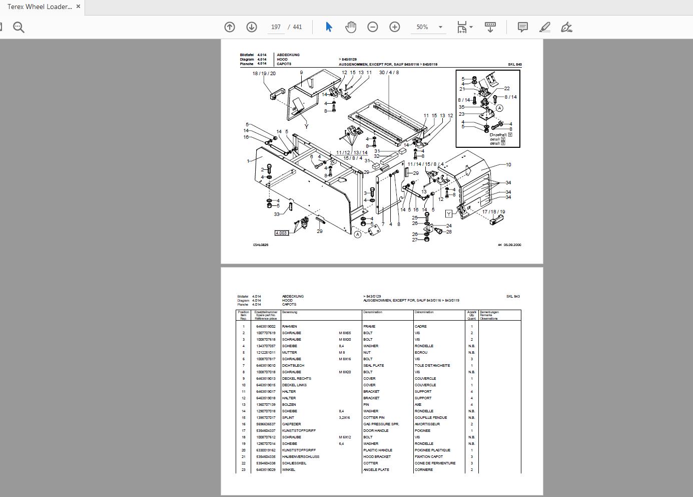 Terex Wheel Loader SKL843 0100 Radlader Parts Catalog 4