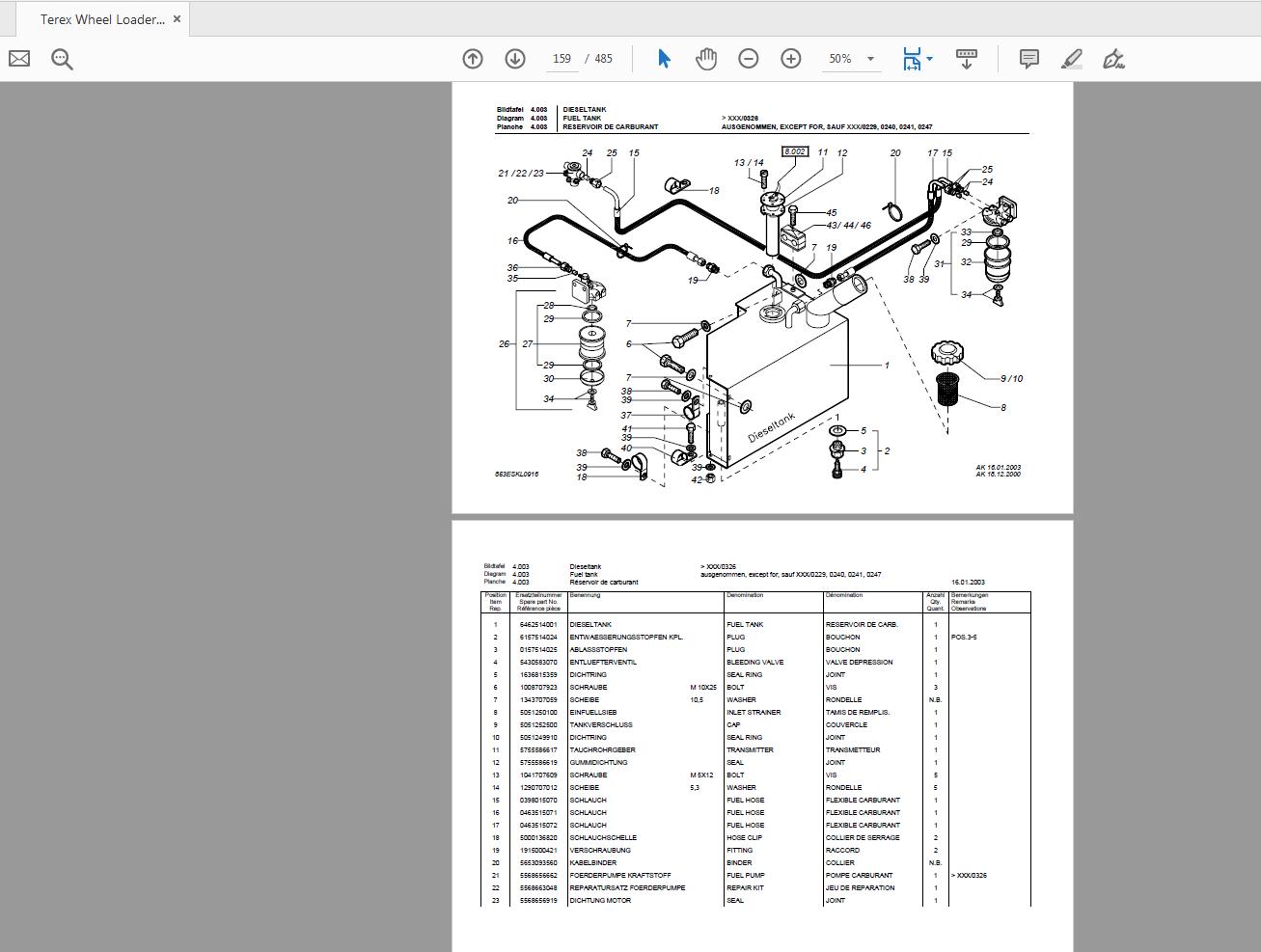 Terex Wheel Loader SKL853 0100 Radlader Parts Catalog 3