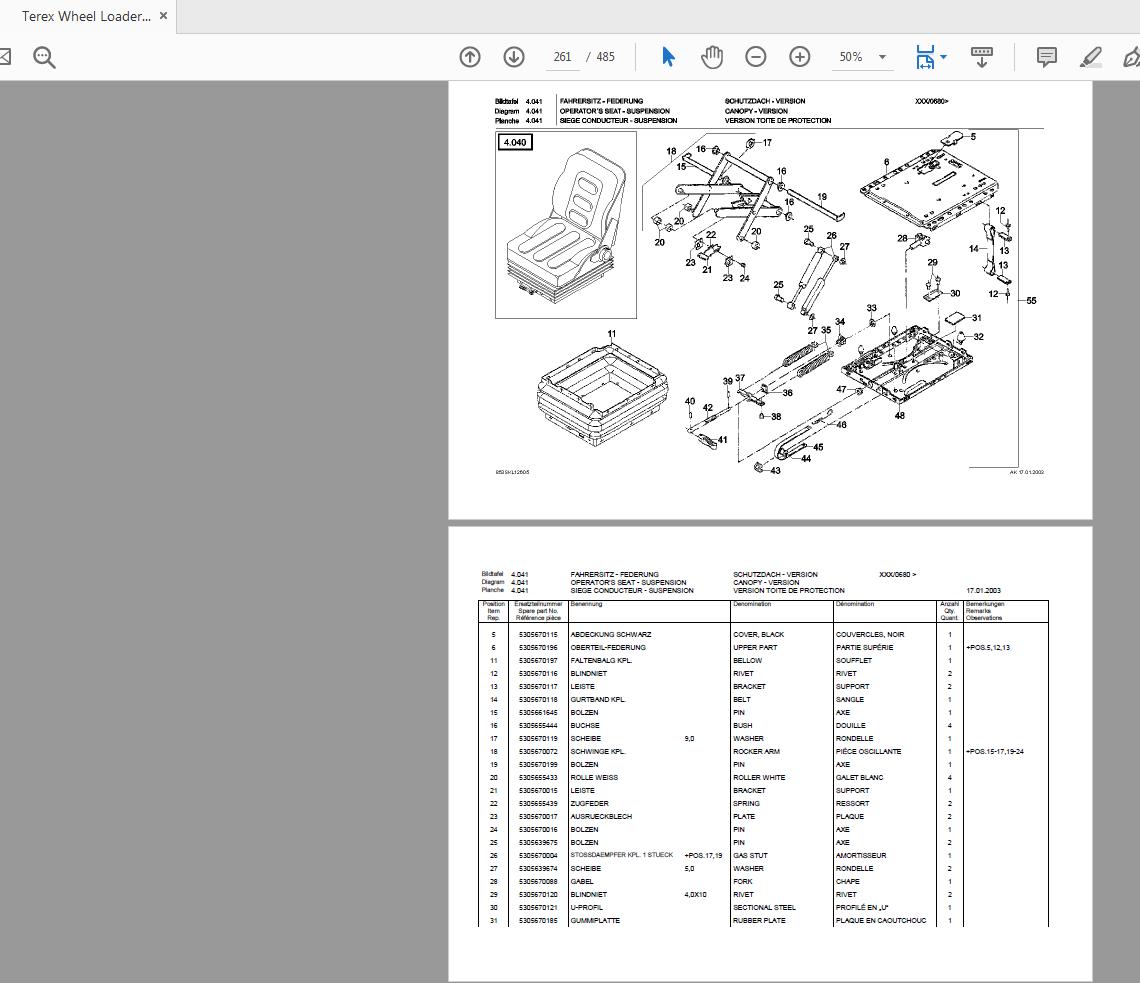 Terex Wheel Loader SKL853 0100 Radlader Parts Catalog 4