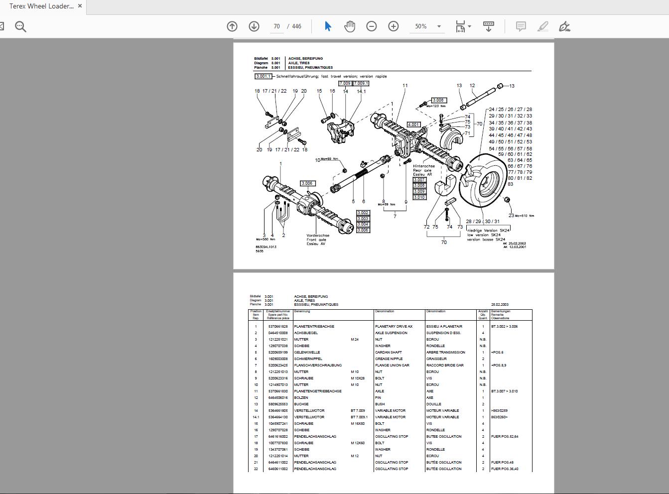 Terex Wheel Loader SKL863 0100 Radlader Parts Catalog 2