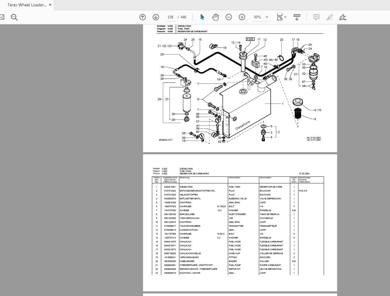 Terex Wheel Loader SKL863 0100 Radlader Parts Catalog 3