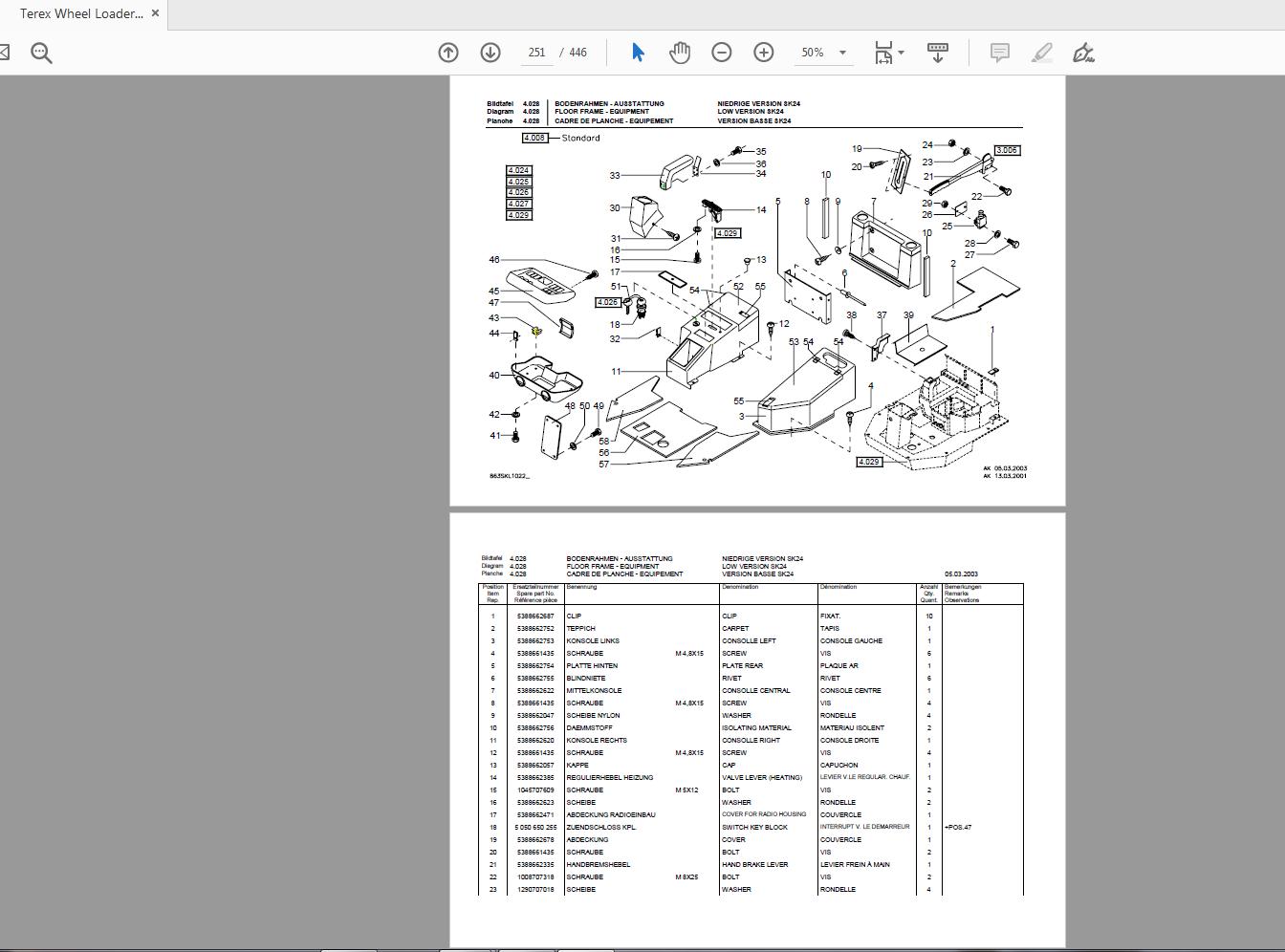 Terex Wheel Loader SKL863 0100 Radlader Parts Catalog 4