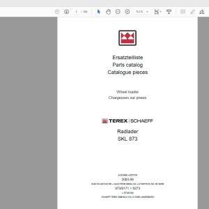 Terex Wheel Loader SKL873 0171 to 273 Radlader Parts Catalog 1