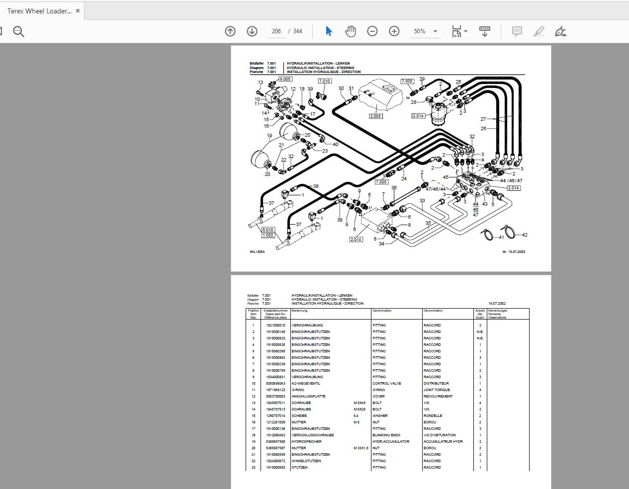 Terex Wheel Loader SKL873 0171 to 273 Radlader Parts Catalog 4