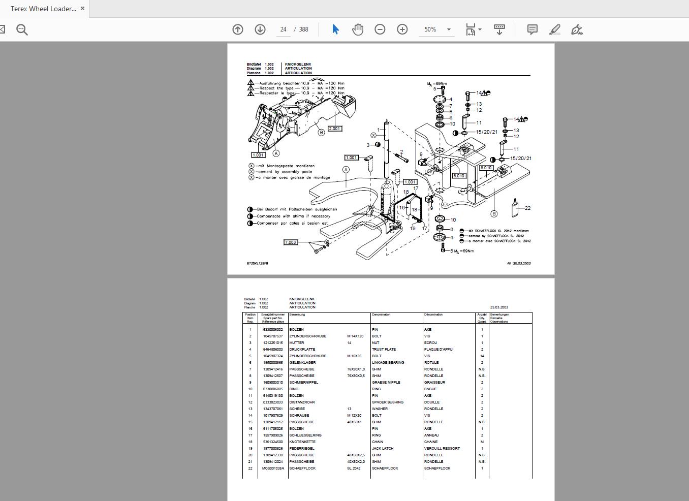 Terex Wheel Loader SKL873 0274 Radlader Parts Catalog 2