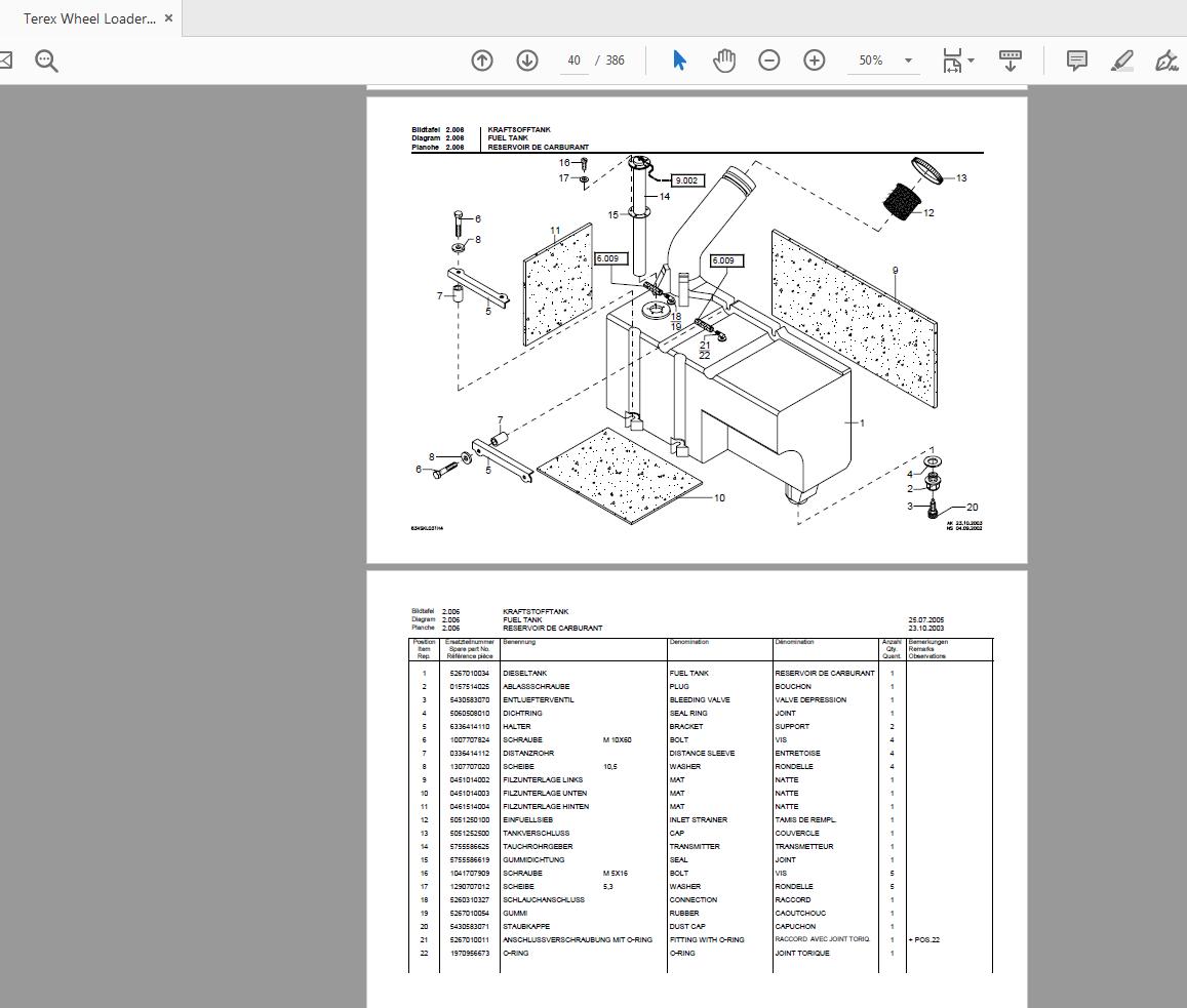 Terex Wheel Loader SKS634 0100 Radlader Parts Catalog 2
