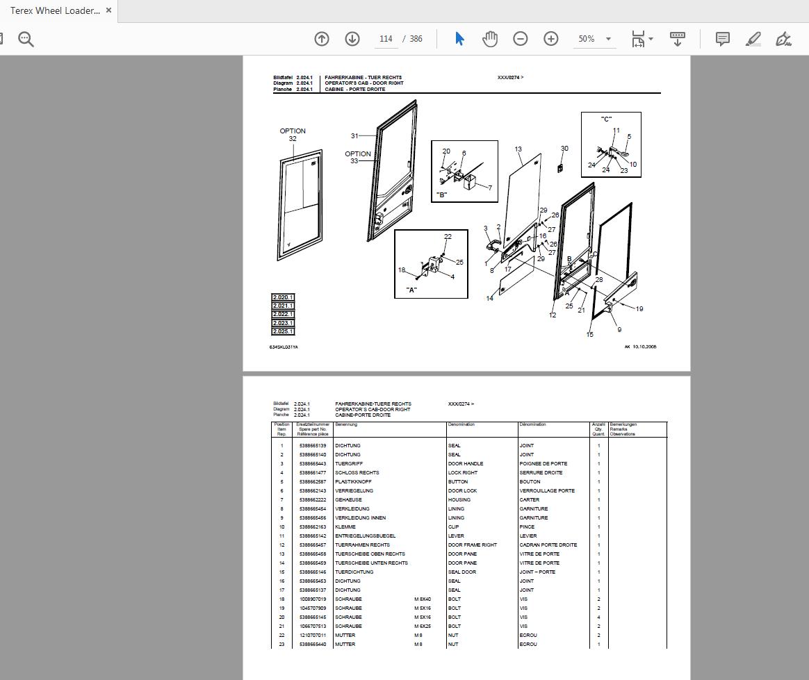 Terex Wheel Loader SKS634 0100 Radlader Parts Catalog 3