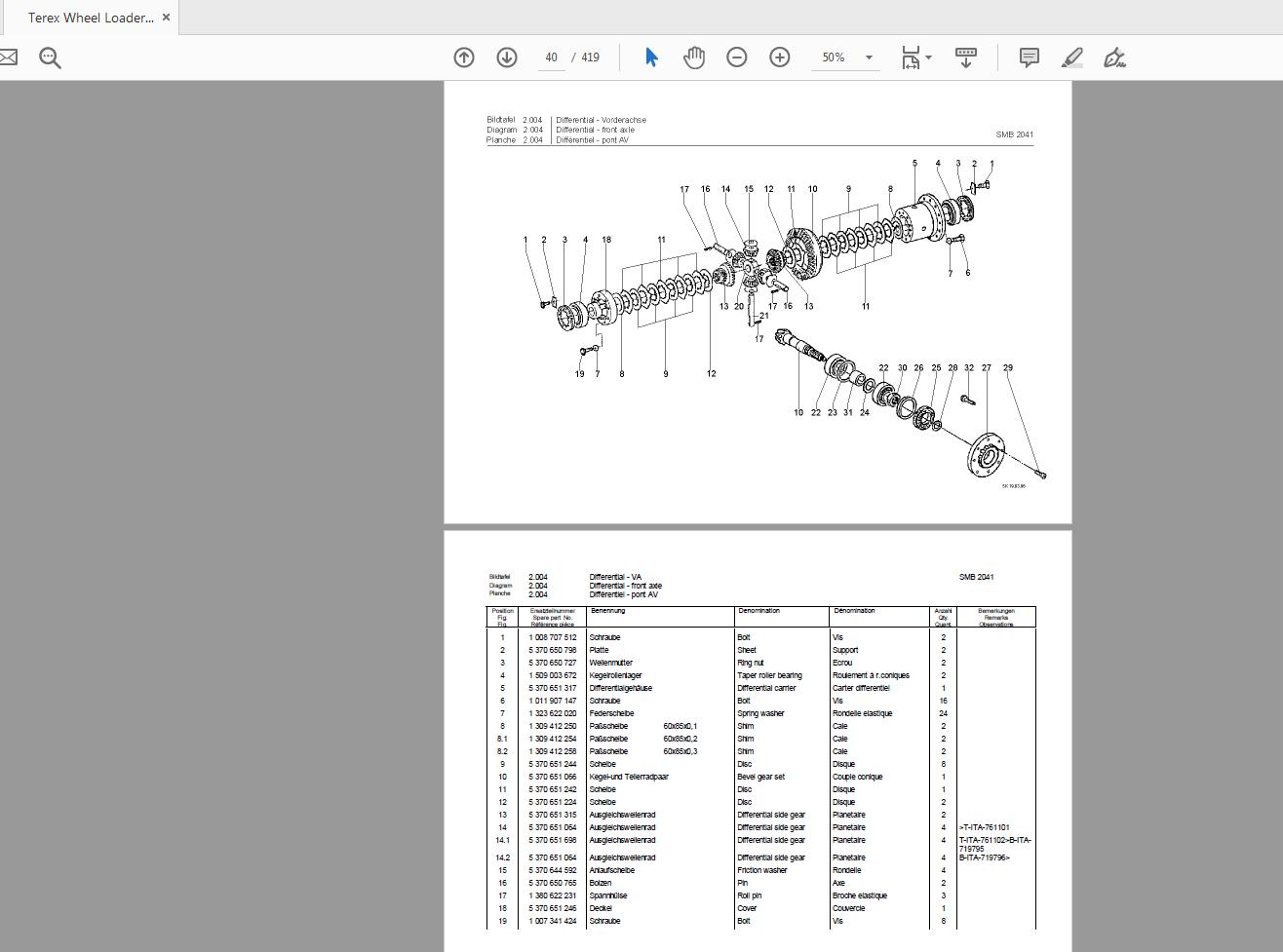 Terex Wheel Loader SMB2041 328 Radlader Parts Catalog 2