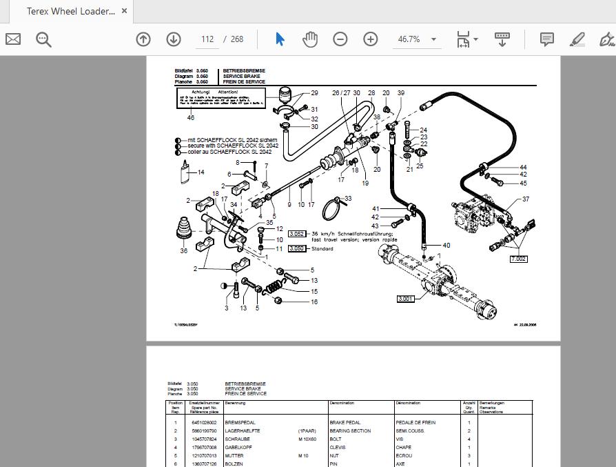 Terex Wheel Loader TL100 0101 to 0646 Radlader Parts Catalog 2