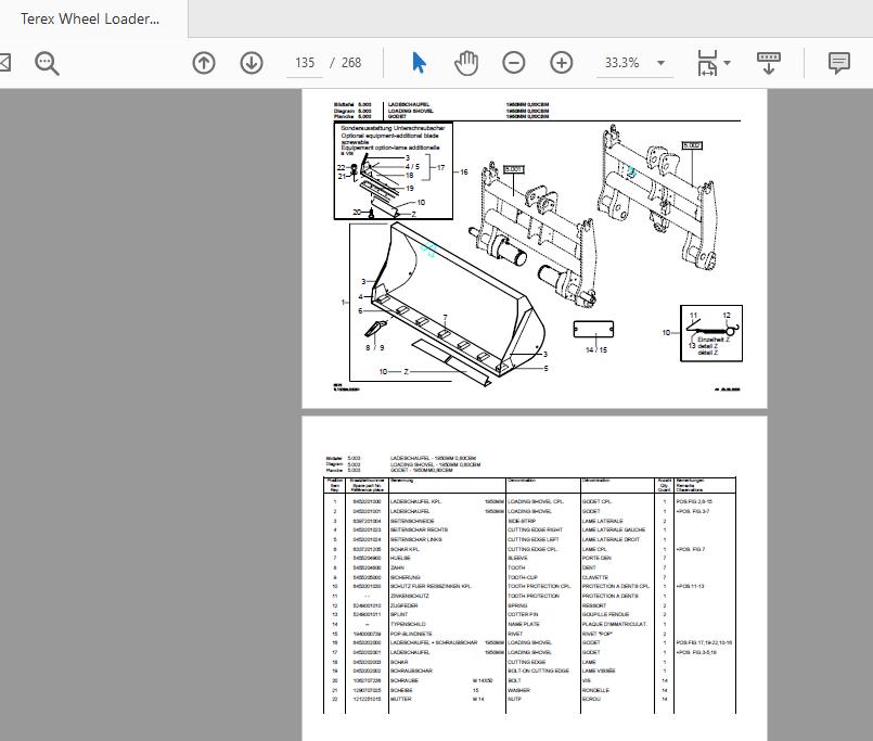 Terex Wheel Loader TL100 0101 to 0646 Radlader Parts Catalog 3
