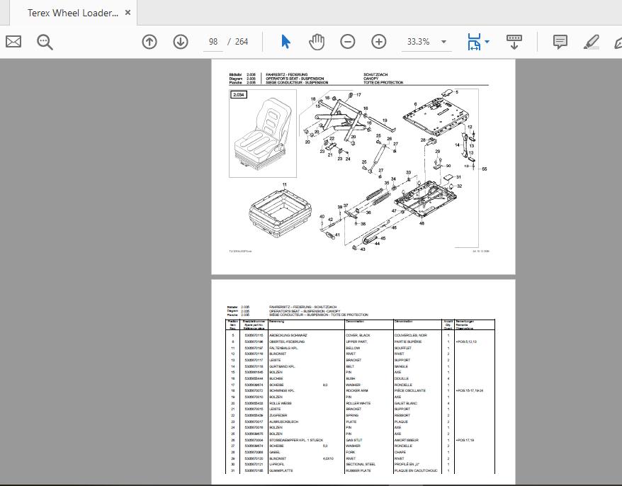 Terex Wheel Loader TL120 0101 to 0279 Radlader Parts Catalog 3