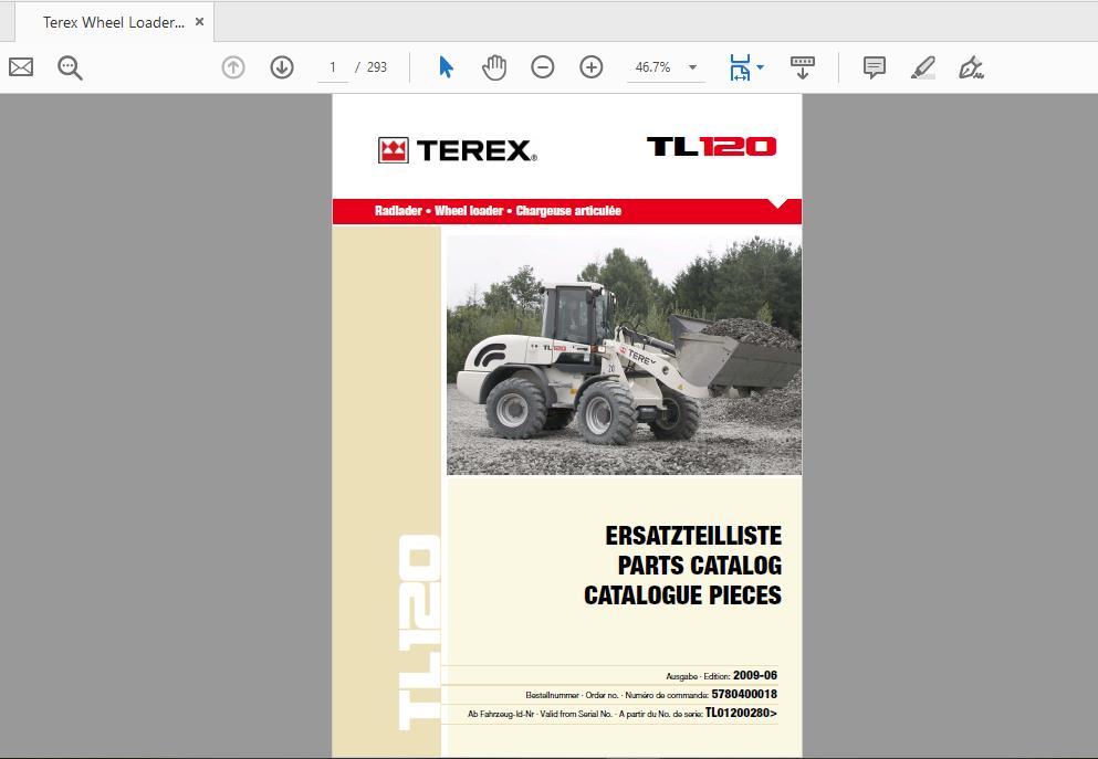 Terex Wheel Loader TL120 0280 570400018 Radlader Parts Catalog 1