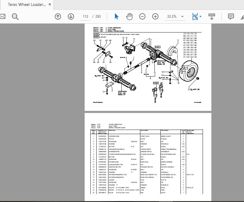 Terex Wheel Loader TL120 0280 570400018 Radlader Parts Catalog 3