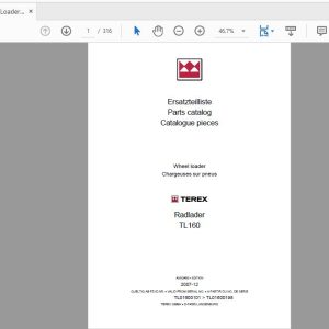 Terex Wheel Loader TL160 0101 to 0198 Radlader Parts Catalog 1
