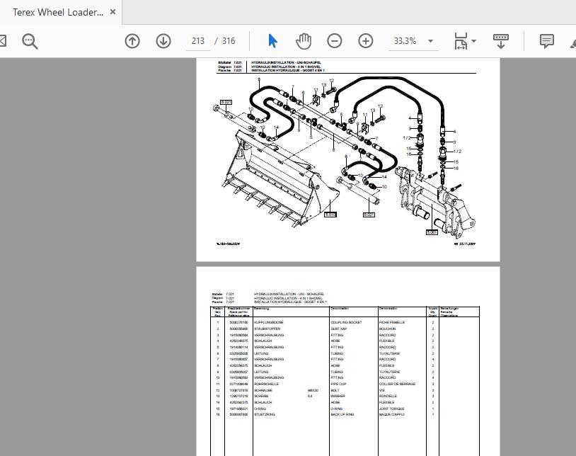 Terex Wheel Loader TL160 0101 to 0198 Radlader Parts Catalog 4