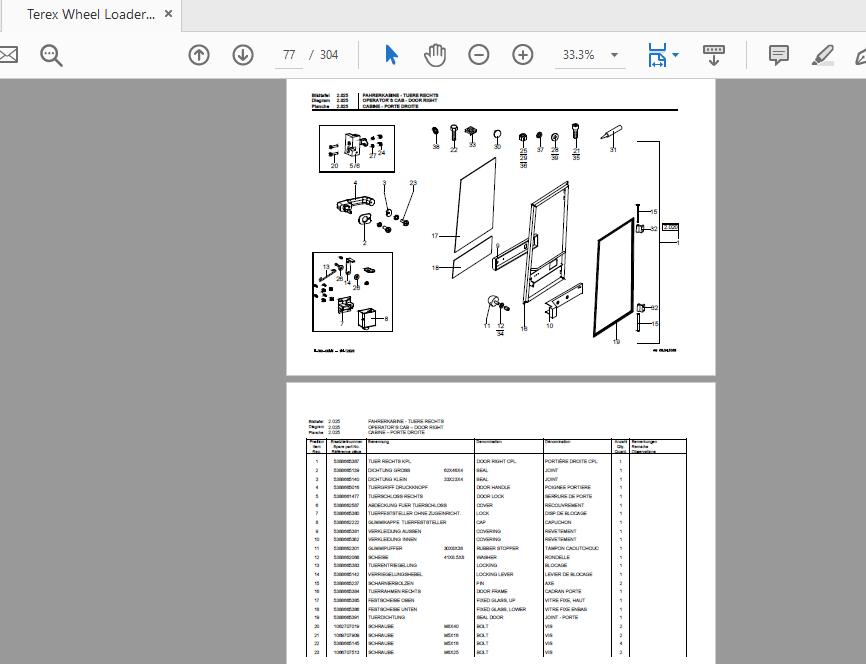 Terex Wheel Loader TL160 0199 5780400019 Radlader Parts Catalog 2