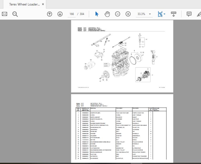Terex Wheel Loader TL160 0199 5780400019 Radlader Parts Catalog 3