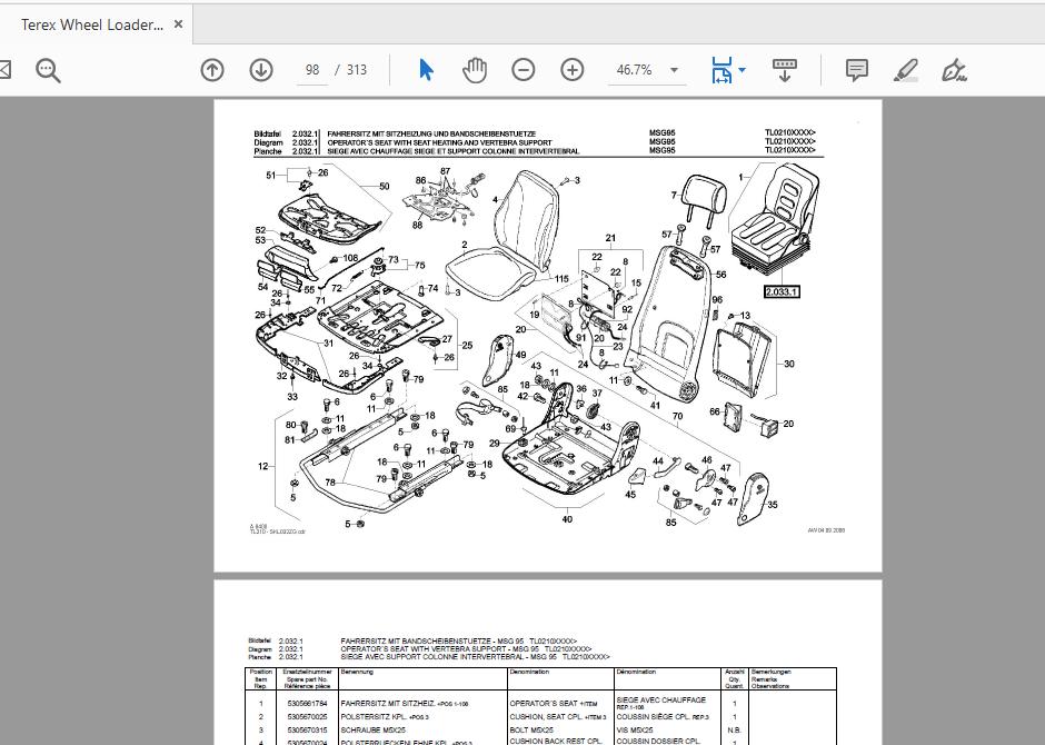 Terex Wheel Loader TL210 0101 Radlader Parts Catalog 2