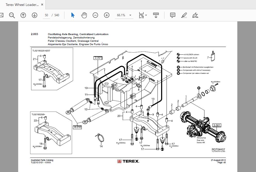 Terex Wheel Loader TL210 0101 xxxx 5780290020 Parts Catalog 2