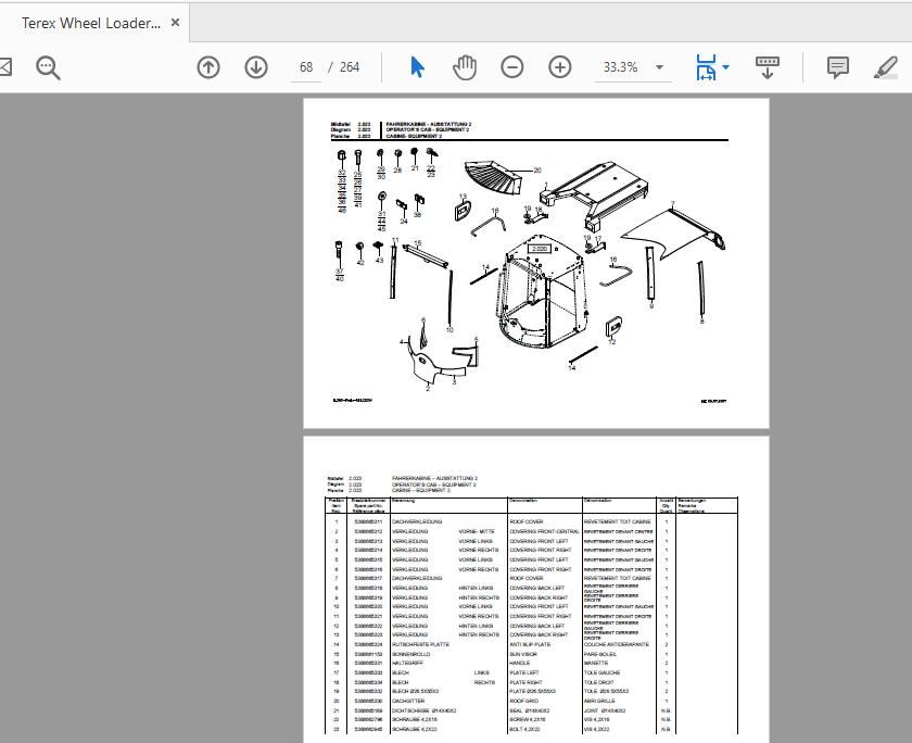 Terex Wheel Loader TL260 0101 to 0134 Radlader Parts Catalog 3