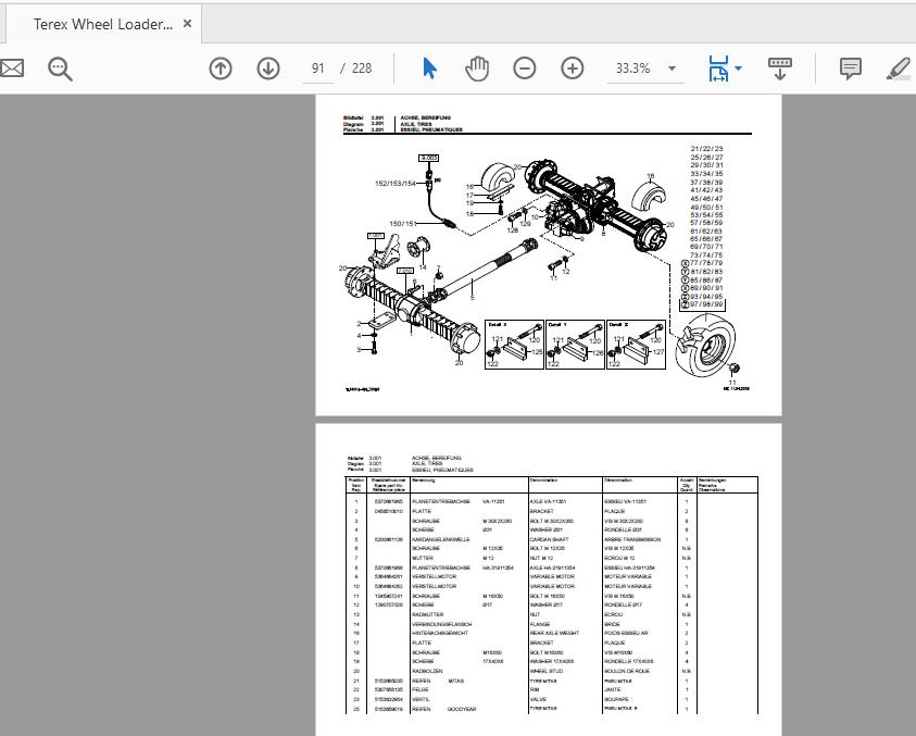 Terex Wheel Loader TL310 0100 to 0101 5780290034 Preliminary Parts Catalog 3