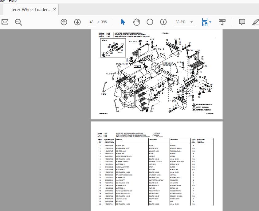 Terex Wheel Loader TL420 0100 5780290022 Parts Catalog 3