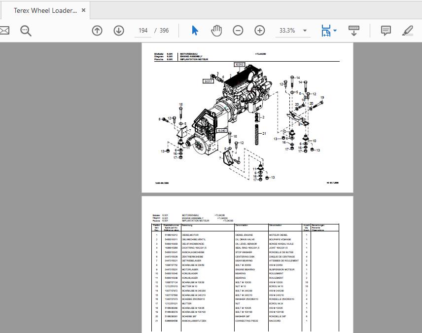 Terex Wheel Loader TL420 0100 5780290022 Parts Catalog 4