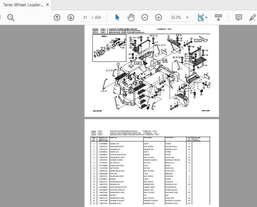 Terex Wheel Loader TL450 0101 5780290023 Parts Catalog 2