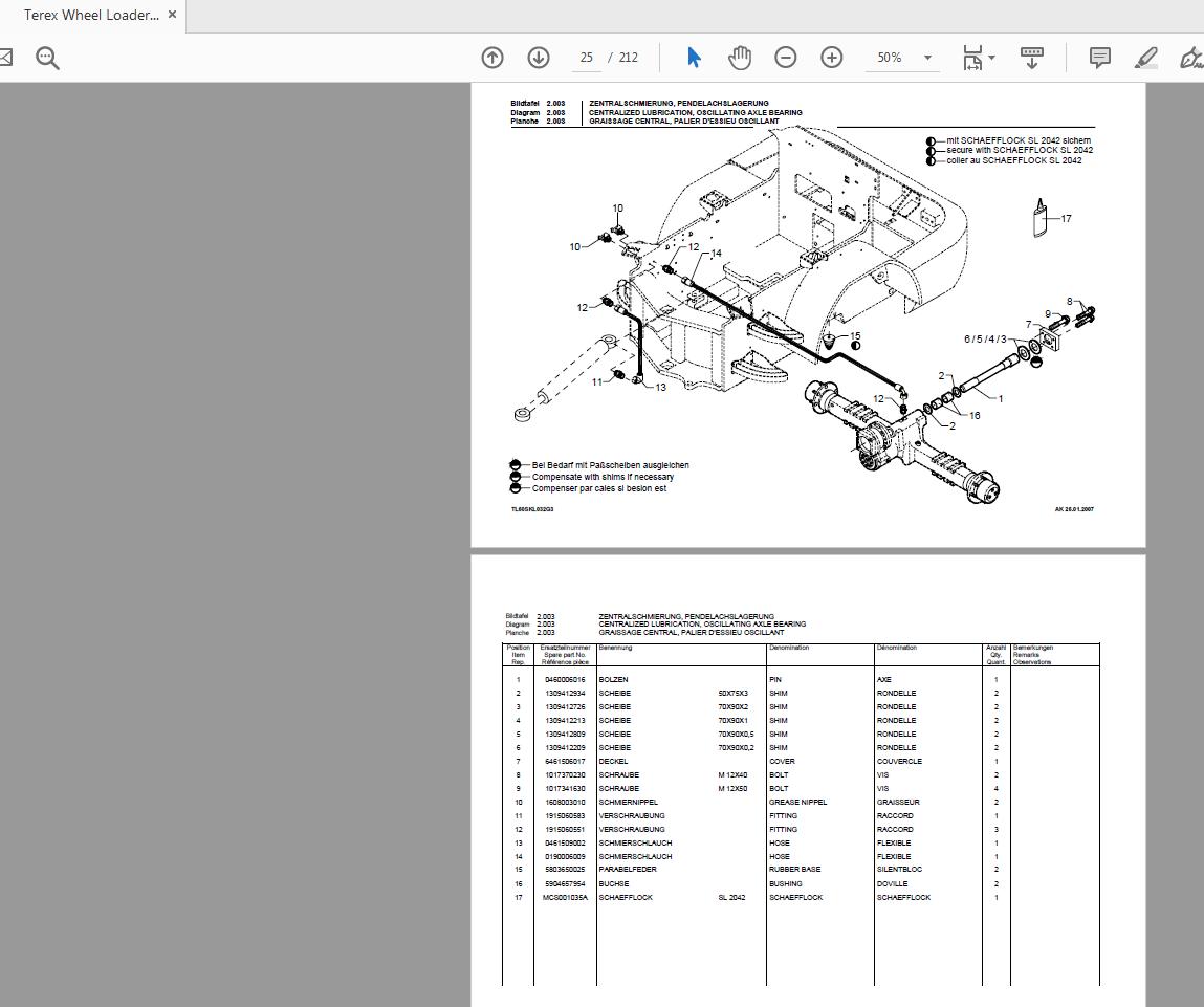 Terex Wheel Loader TL60 0101 Radlader Parts Catalog 2