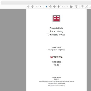 Terex Wheel Loader TL65 0101 to 0328 Radlader Parts Catalog 1