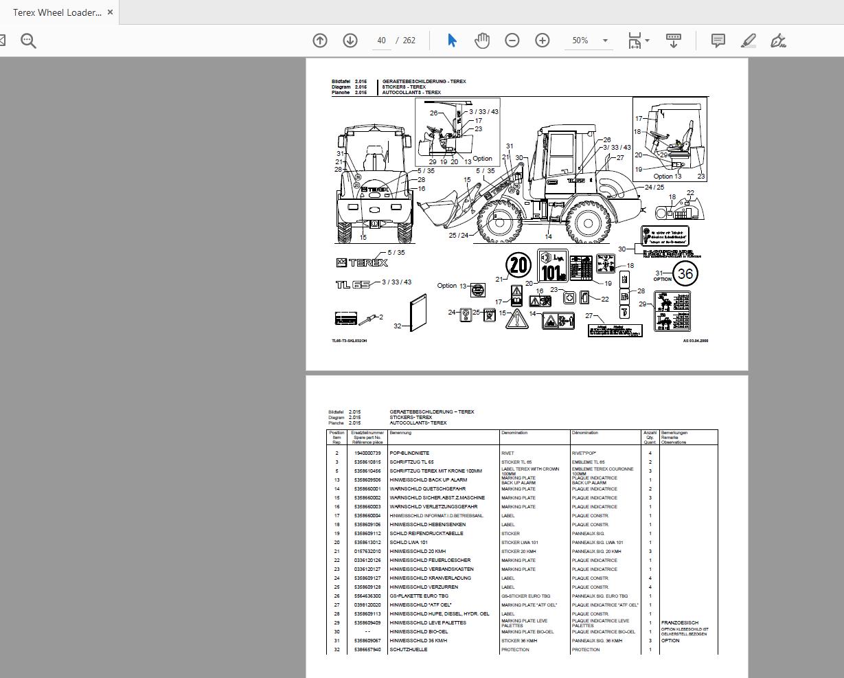 Terex Wheel Loader TL65 0329 Radlader Parts Catalog 3
