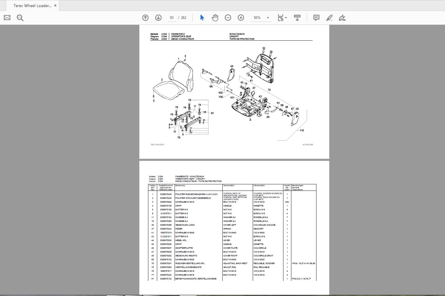 Terex Wheel Loader TL65 0329 Radlader Parts Catalog 4