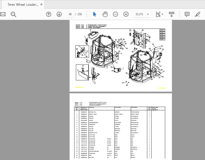 Terex Wheel Loader TL80 Z Kin 1382 Radlader Parts Catalog 2